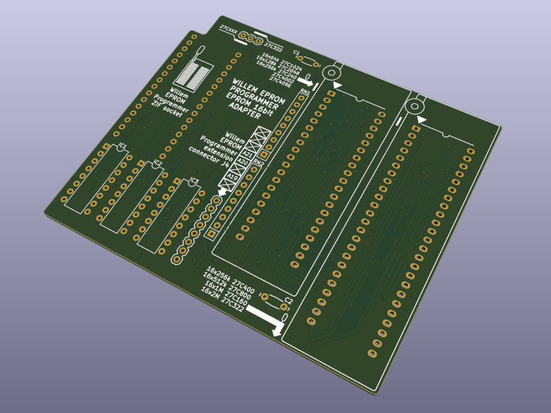 Willeprog EPROM 16bit Adapter PCB Top