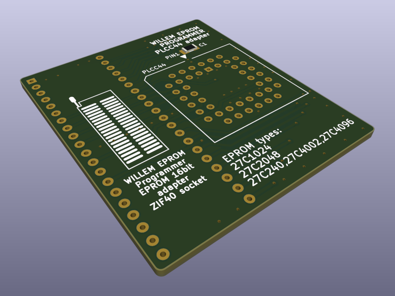 Willeprog DIL40 - PLCC44 Adapter PCB Top