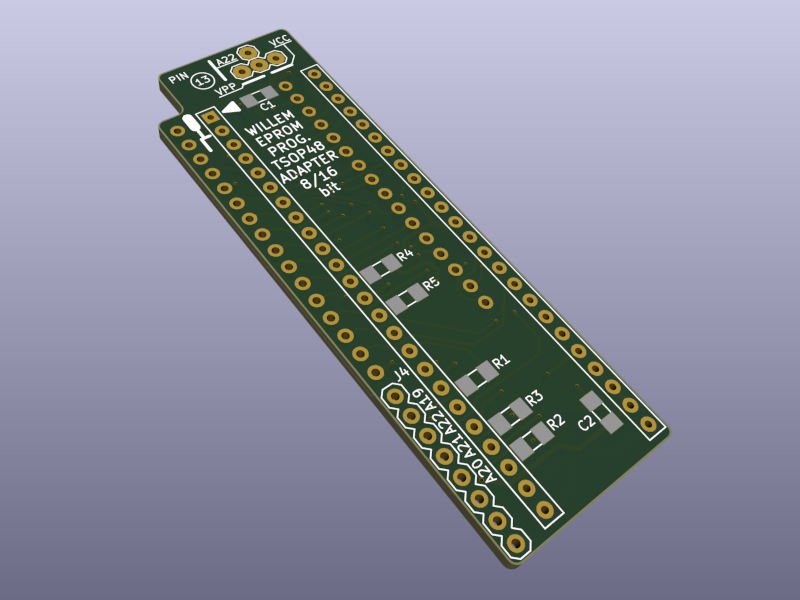 Willeprog 28FXXX 29FXXX TSOP48 8/16 bit Adapter PCB Top